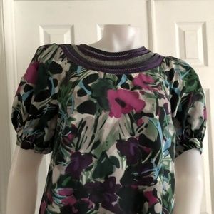 MINT brand silk purple floral cap sleeve dress